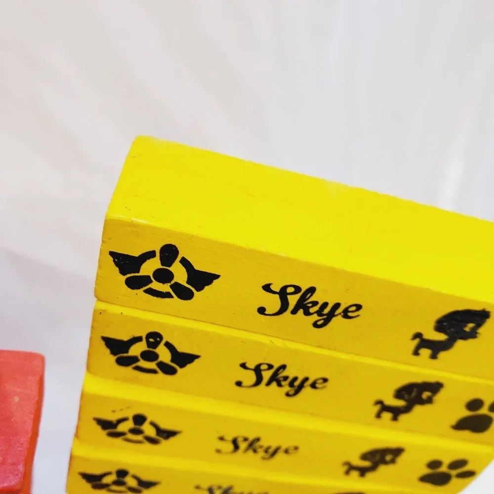 35 Pc Paw‎ Patrol Wooden Tumbling Tower Wood Blocks Replacement Yellow Red Blue